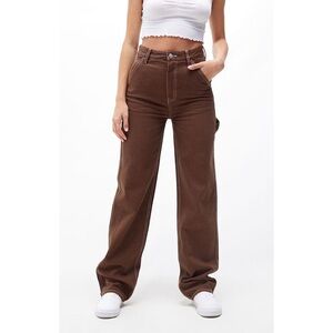 Brandy Melville Brown High Rise Relaxed Fit Carpenter Pant